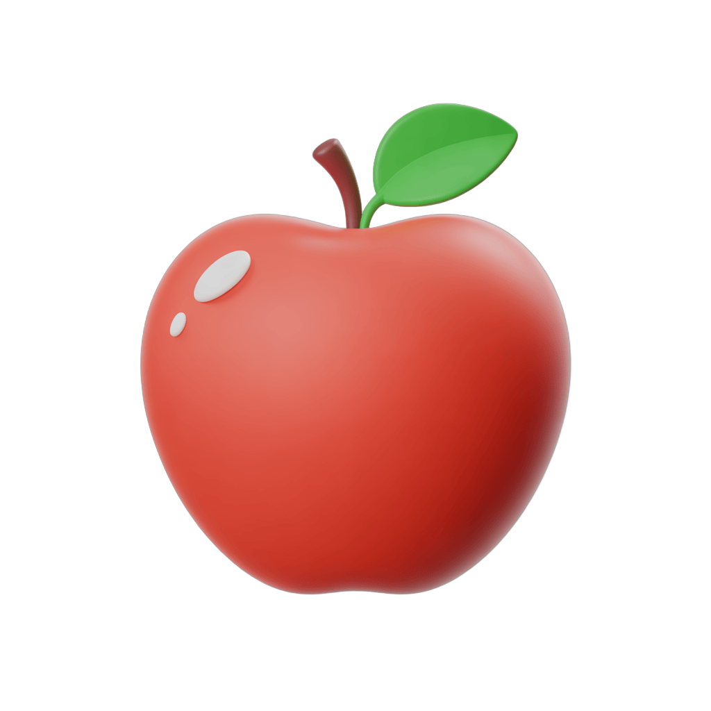 Fresh red apple illustration with green leaf for healthy food blog or wellness marketing materials PNG - transparent background