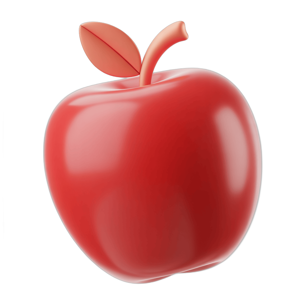 Fresh red apple isolated clipart graphic for food packaging and healthy lifestyle marketing PNG - transparent background