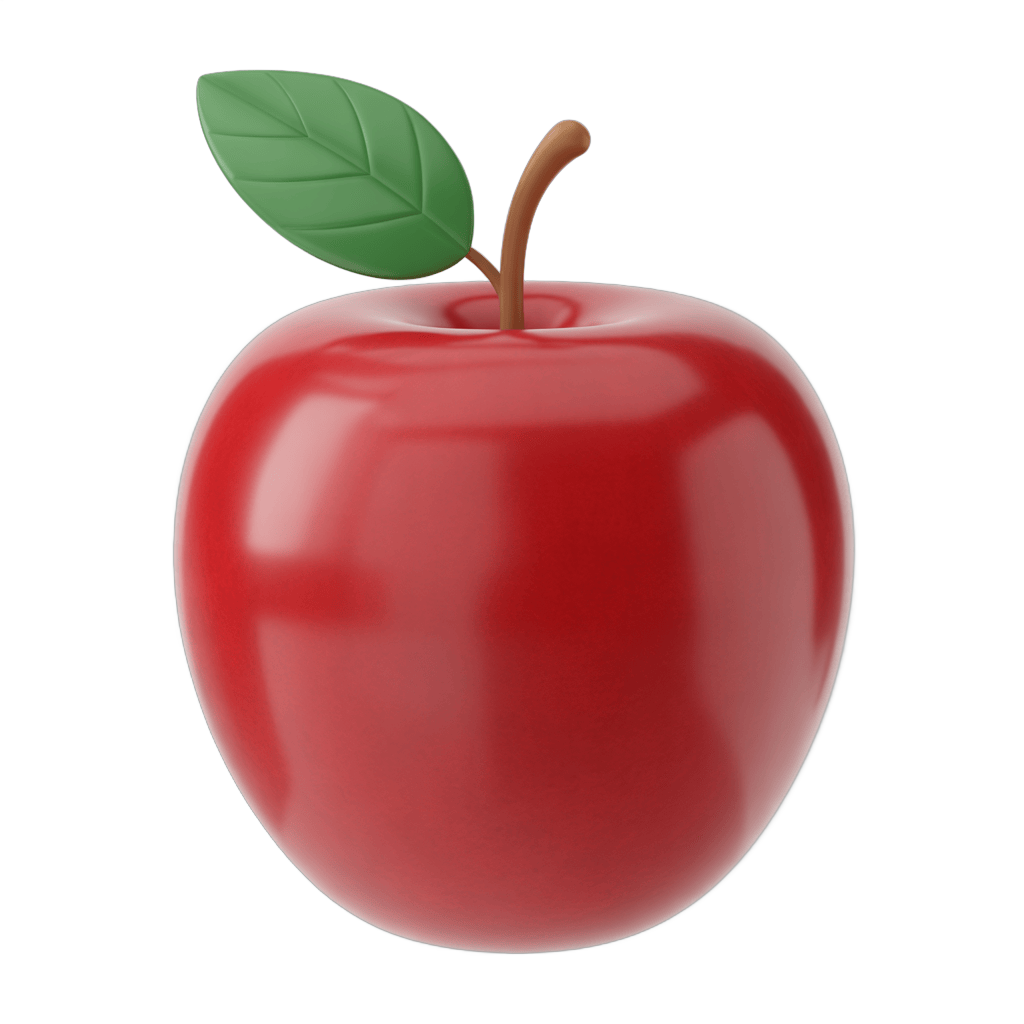Fresh red apple with green leaf isolated clipart for food graphics and marketing designs PNG - transparent background
