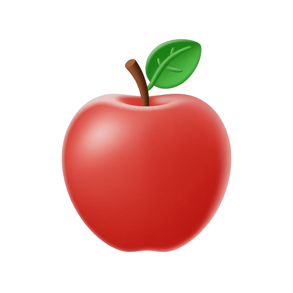 Fresh red apple with green leaf isolated clipart for food graphics and healthy lifestyle designs PNG - transparent background