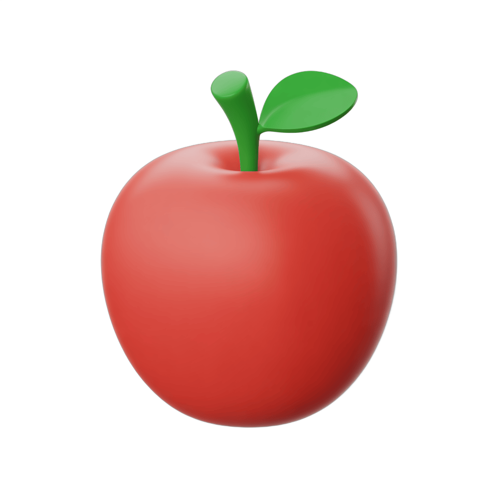 Fresh red apple with green leaf isolated clipart for food graphics and marketing designs PNG - transparent background