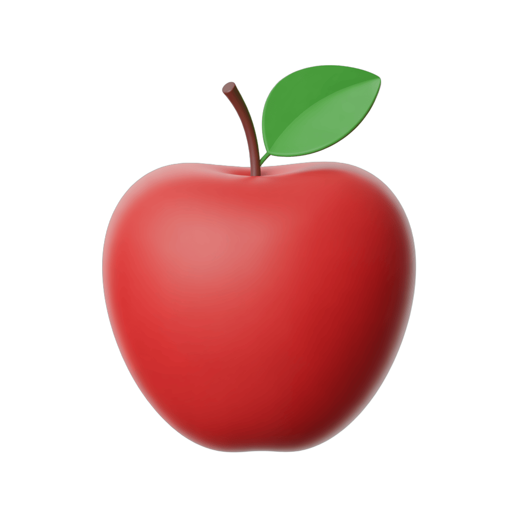 Fresh red apple with green leaf isolated clipart for food graphics and healthy lifestyle designs PNG - transparent background