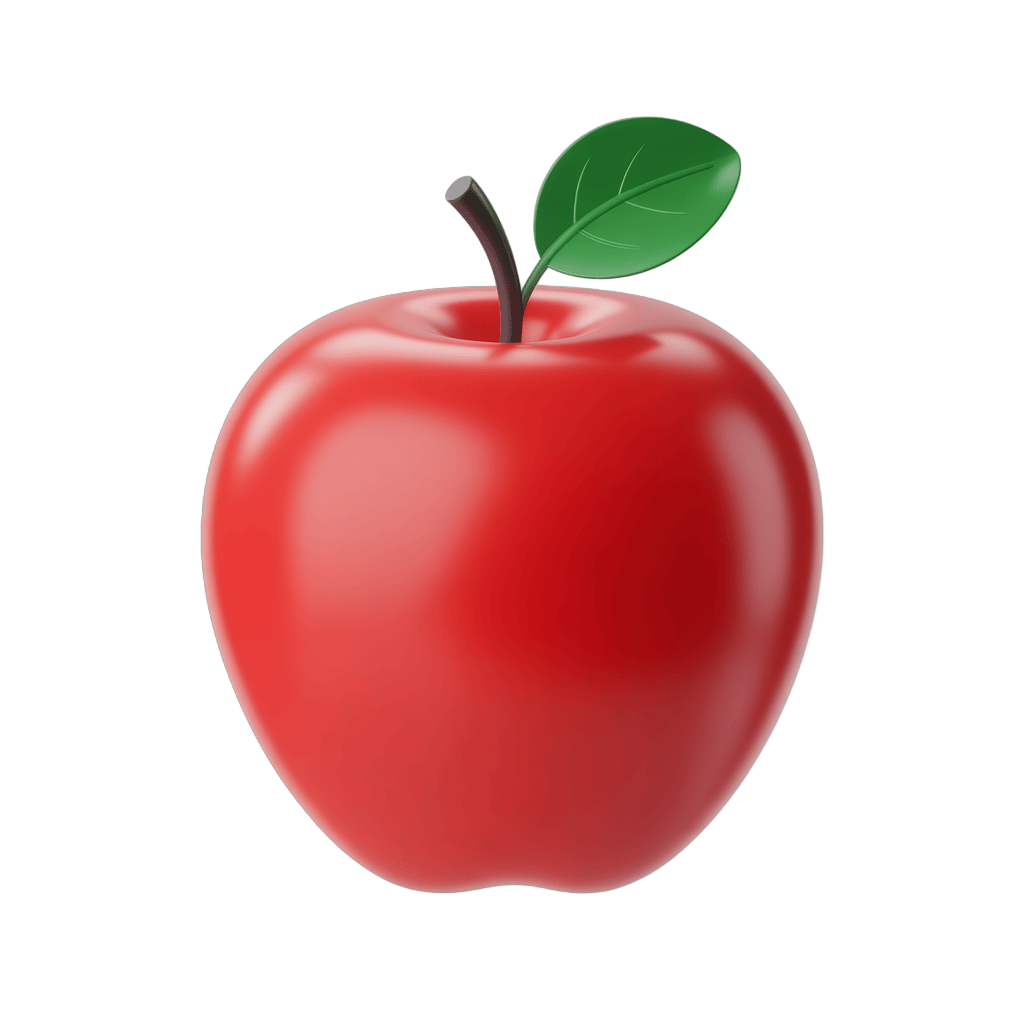 Fresh red apple with green leaf isolated on transparent background for food graphics and illustrations PNG - transparent background