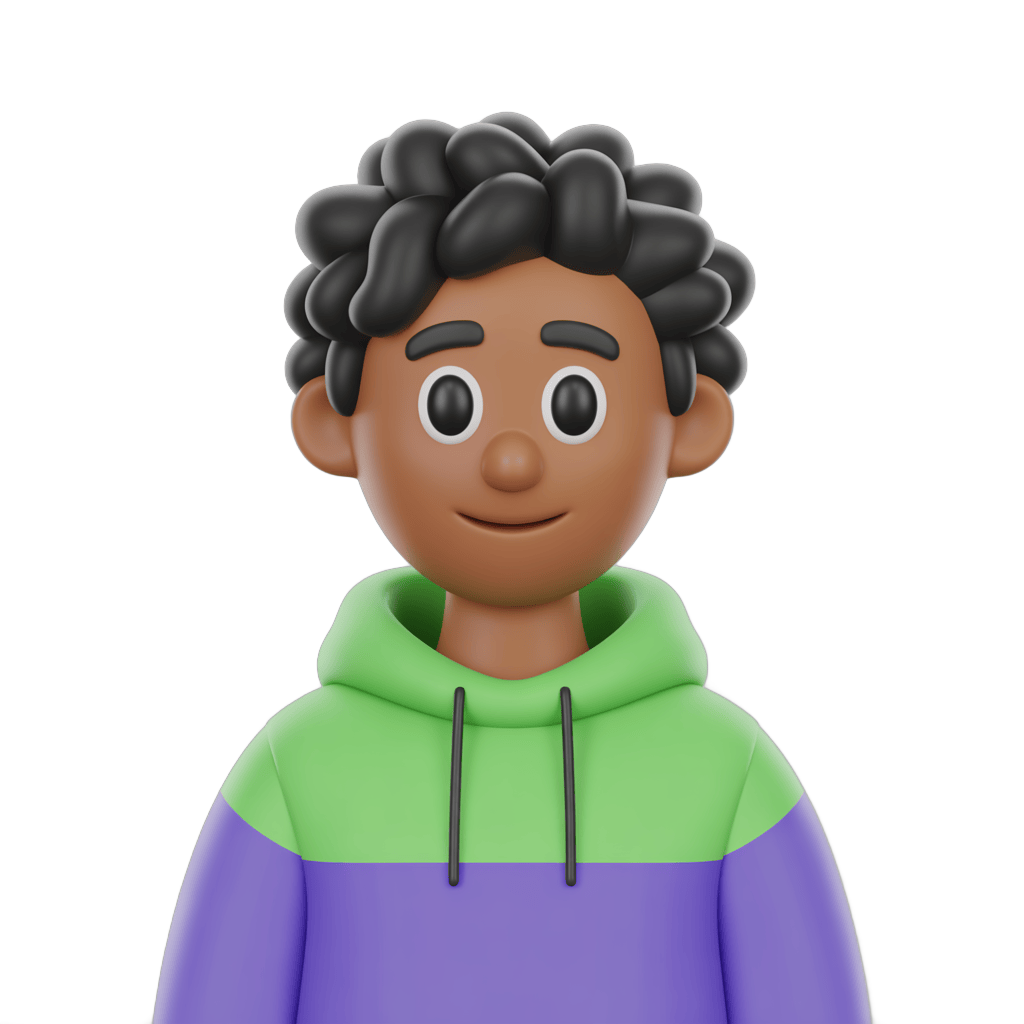 Friendly cartoon character in colorful hoodie for digital illustrations and branding PNG - transparent background