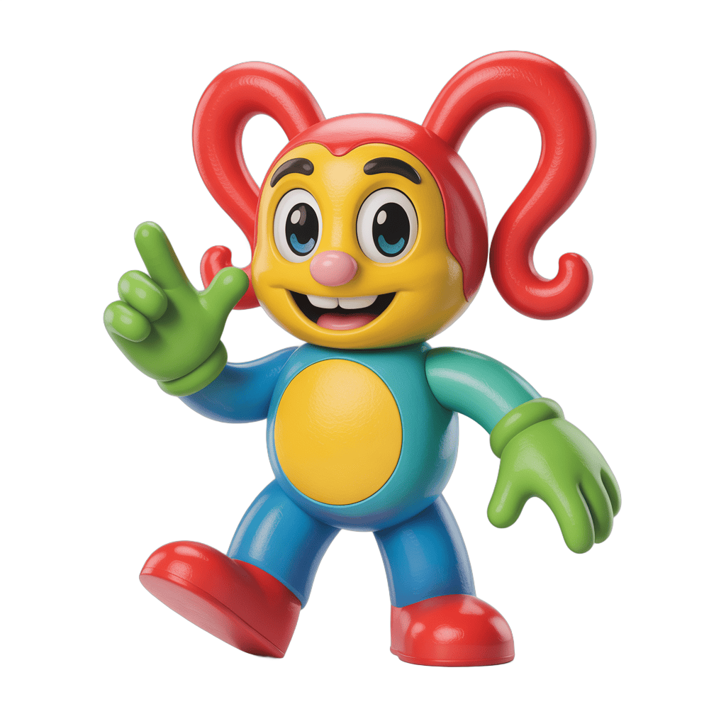 Friendly cartoon character waving in vibrant colors for cheerful designs PNG - transparent background