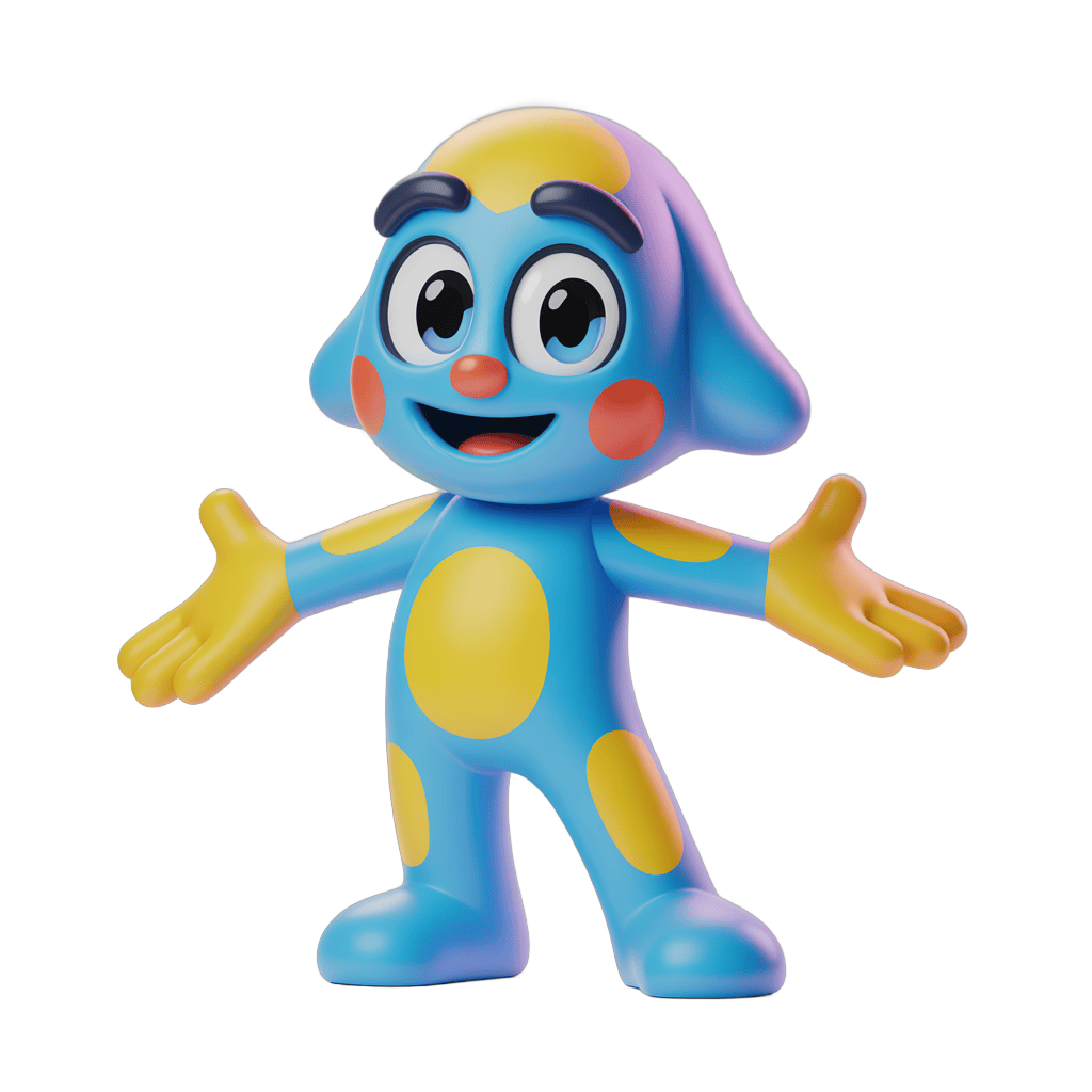 Friendly cartoon dog character with arms welcoming pose isolated transparent background PNG - transparent background