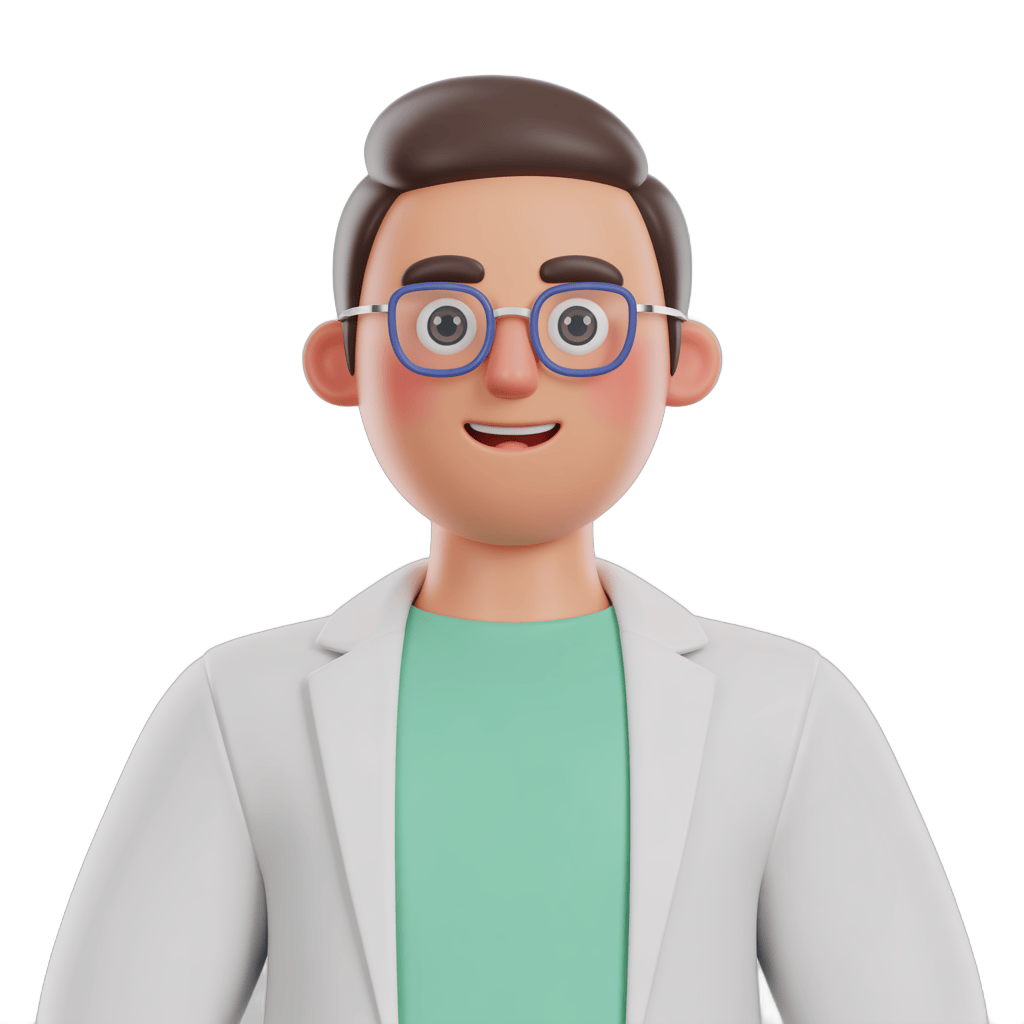 Friendly cartoon man in glasses and blazer for presentations and corporate illustrations PNG - transparent background