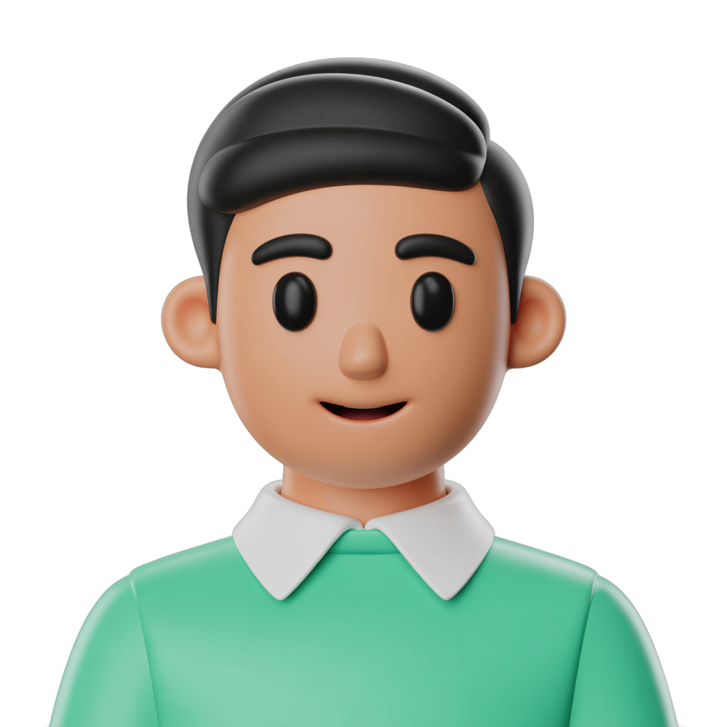 Friendly cartoon man in green shirt smiling for presentations and digital illustrations PNG - transparent background