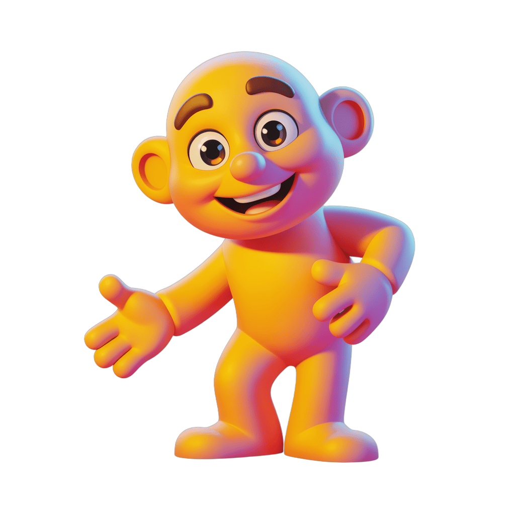 Friendly cartoon monkey character waving in cheerful 3d style for presentations and graphics PNG - transparent background