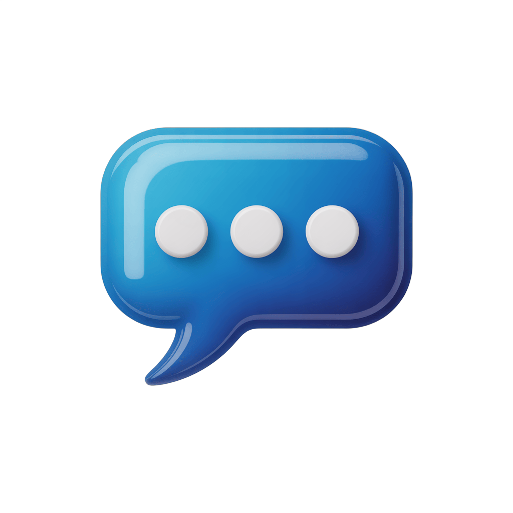 Glossy 3d speech bubble icon with three dots for chat conversation design projects PNG - transparent background