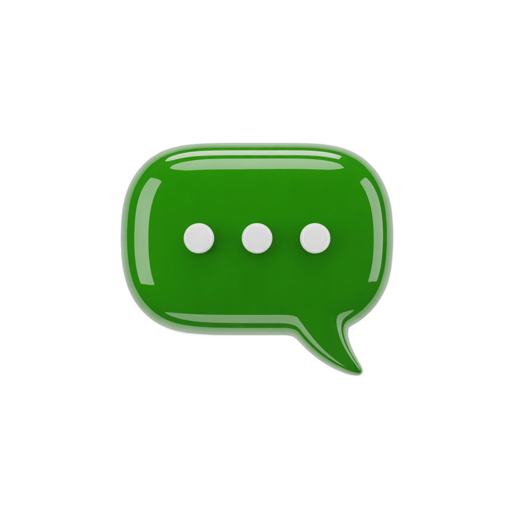 Glossy green speech bubble chat icon isolated transparent background clipart graphic element PNG - transparent background