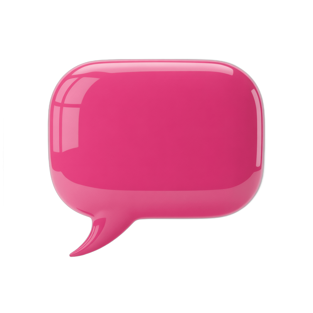 Glossy pink speech bubble graphic element for presentations and social media designs PNG - transparent background