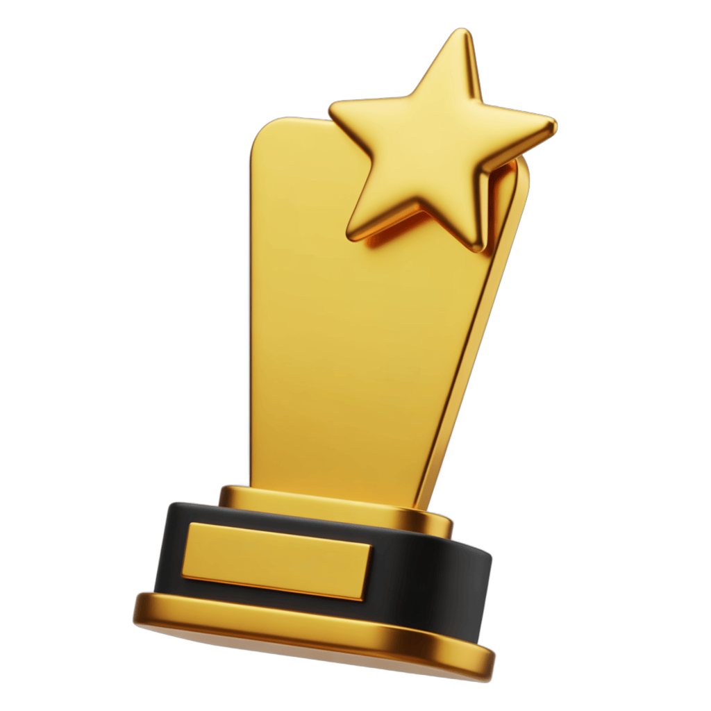 Golden star trophy award icon for achievement recognition presentation events clipart PNG - transparent background