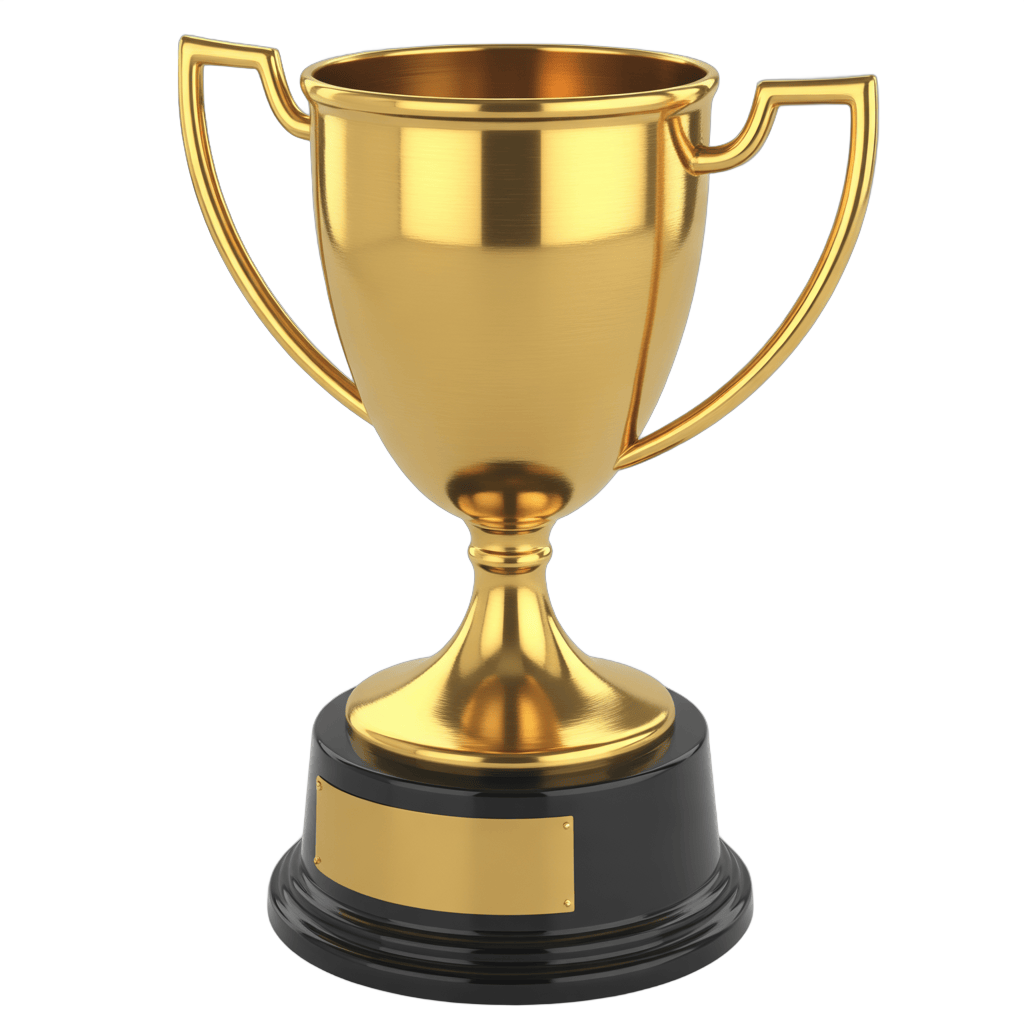 Golden trophy cup award icon for achievement success celebration presentation clipart PNG - transparent background