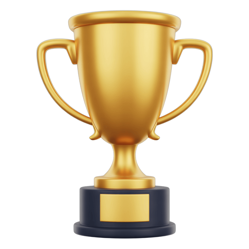 Golden trophy cup award icon for achievement success celebration presentation event clipart PNG - transparent background