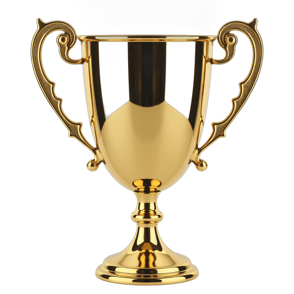 Golden trophy cup award icon for victory celebration event presentation clipart PNG - transparent background