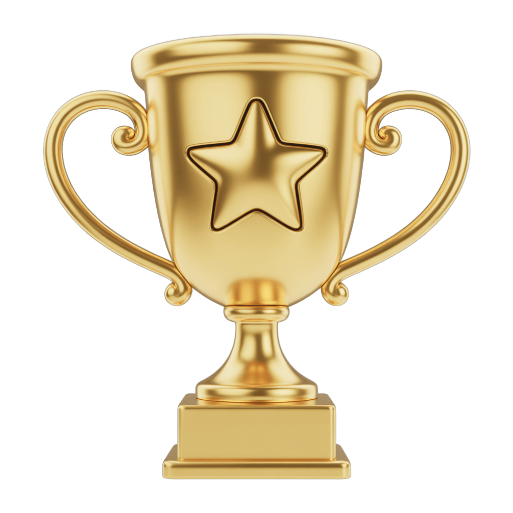 Golden trophy with star award cup for achievement success presentation event clipart PNG - transparent background
