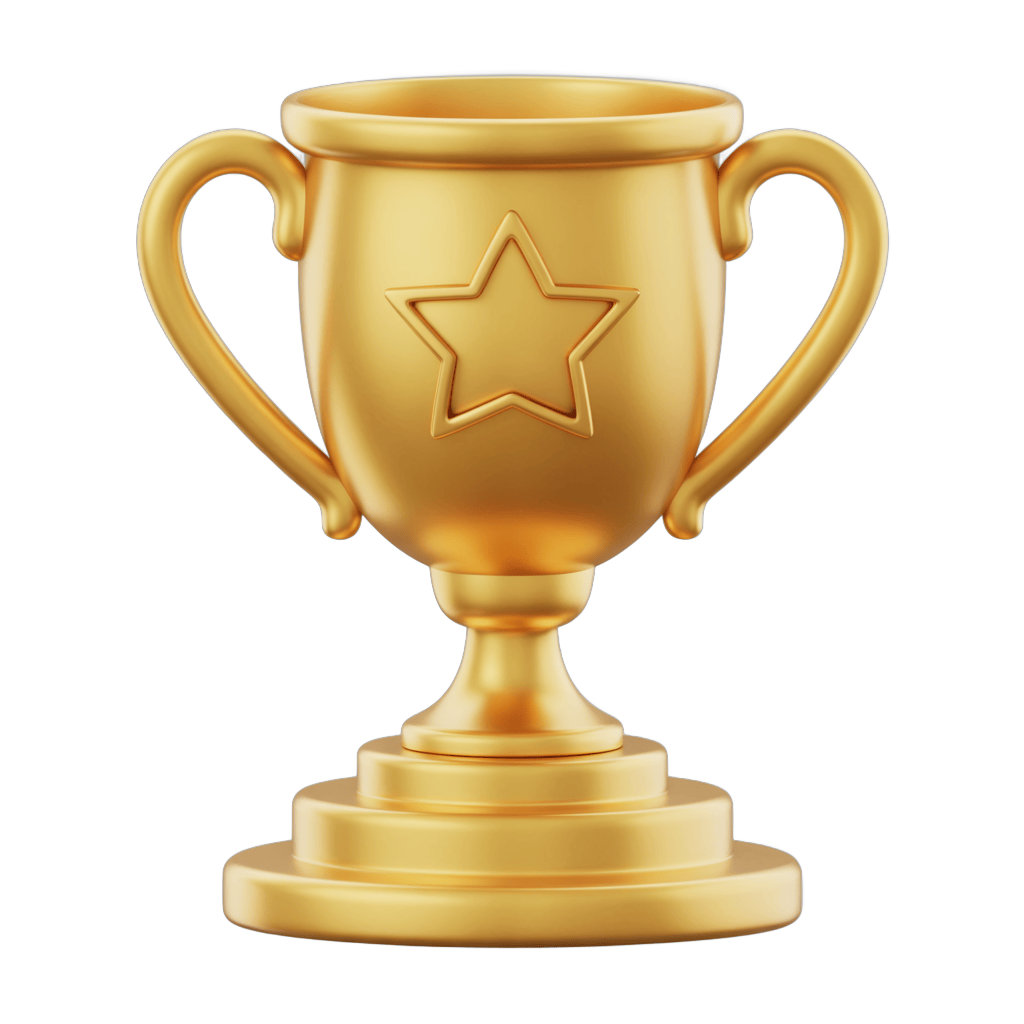 Golden trophy with star emblem for awards ceremony presentation and achievement celebration PNG - transparent background