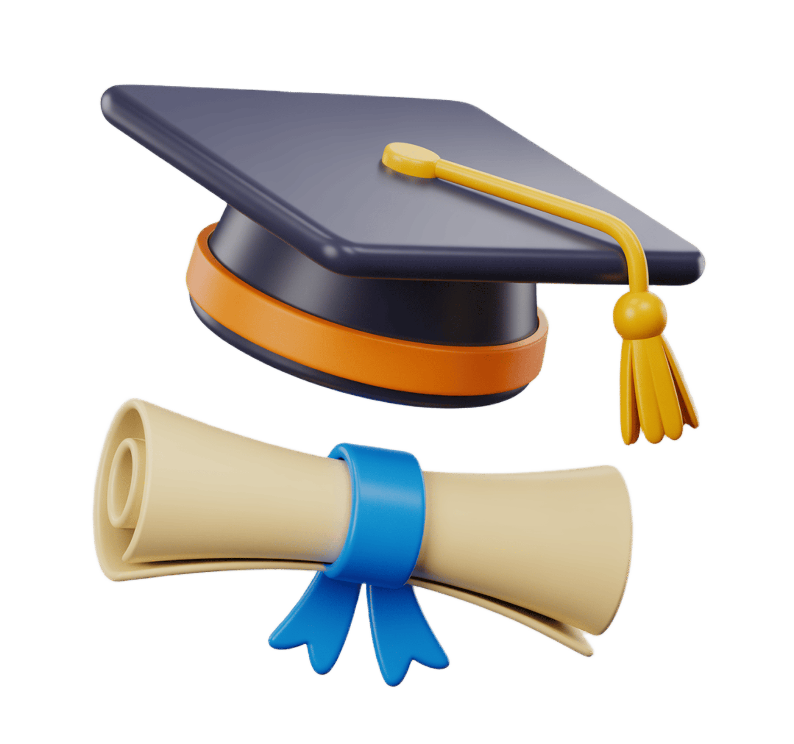 Graduation celebration 3d icon with diploma scroll for educational events and awards ceremonies PNG - transparent background