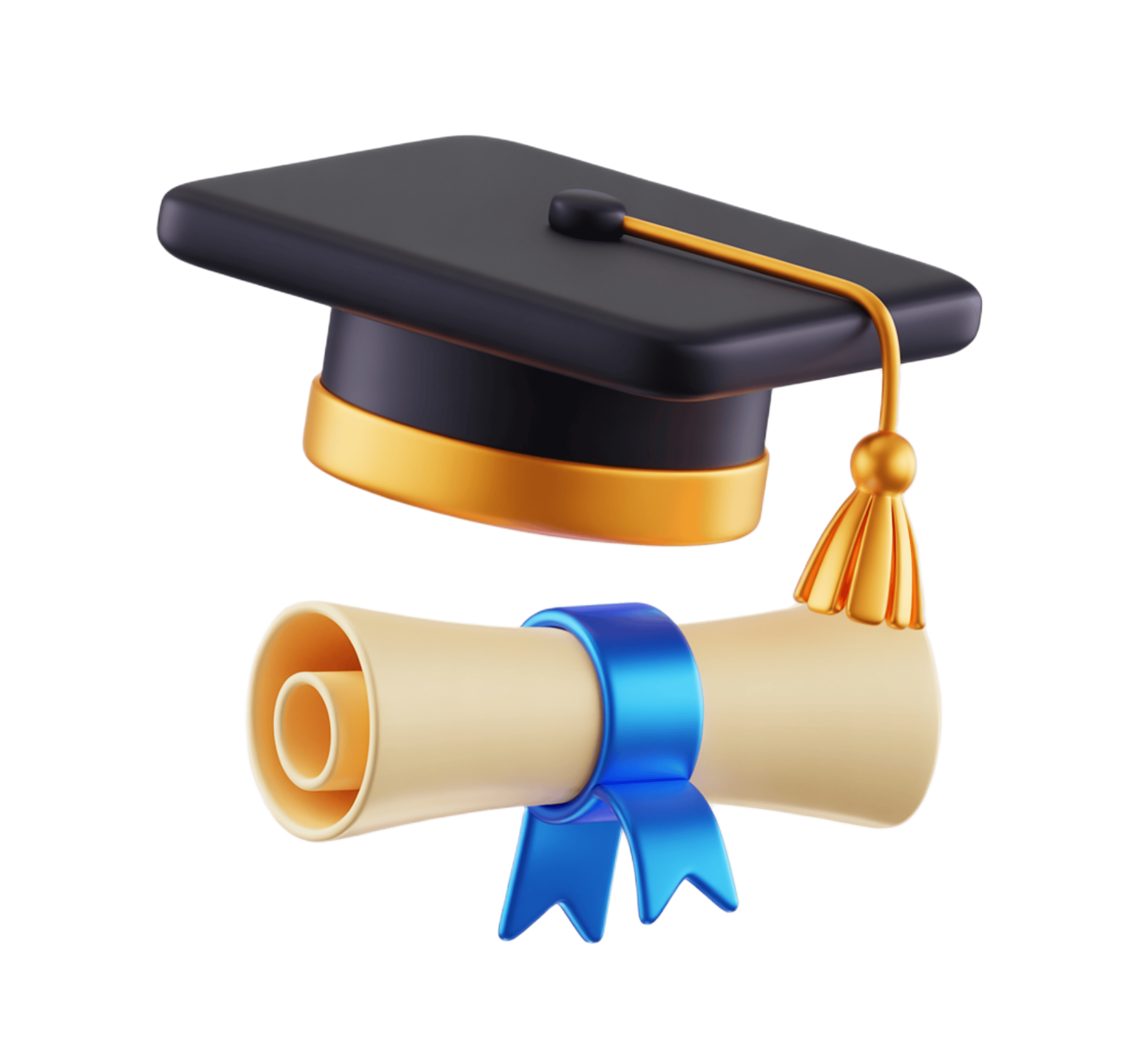 Graduation celebration illustration with cap and diploma for academic achievement awards PNG - transparent background