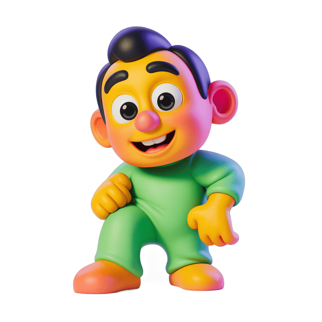 Happy cartoon boy character in green outfit isolated transparent background clipart PNG - transparent background