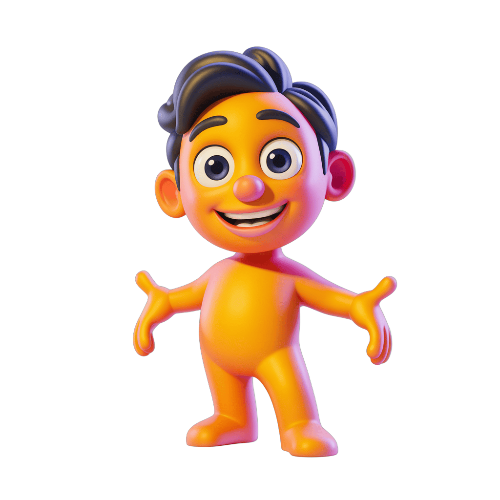 Happy cartoon boy character with arms outstretched for cheerful presentations and designs PNG - transparent background