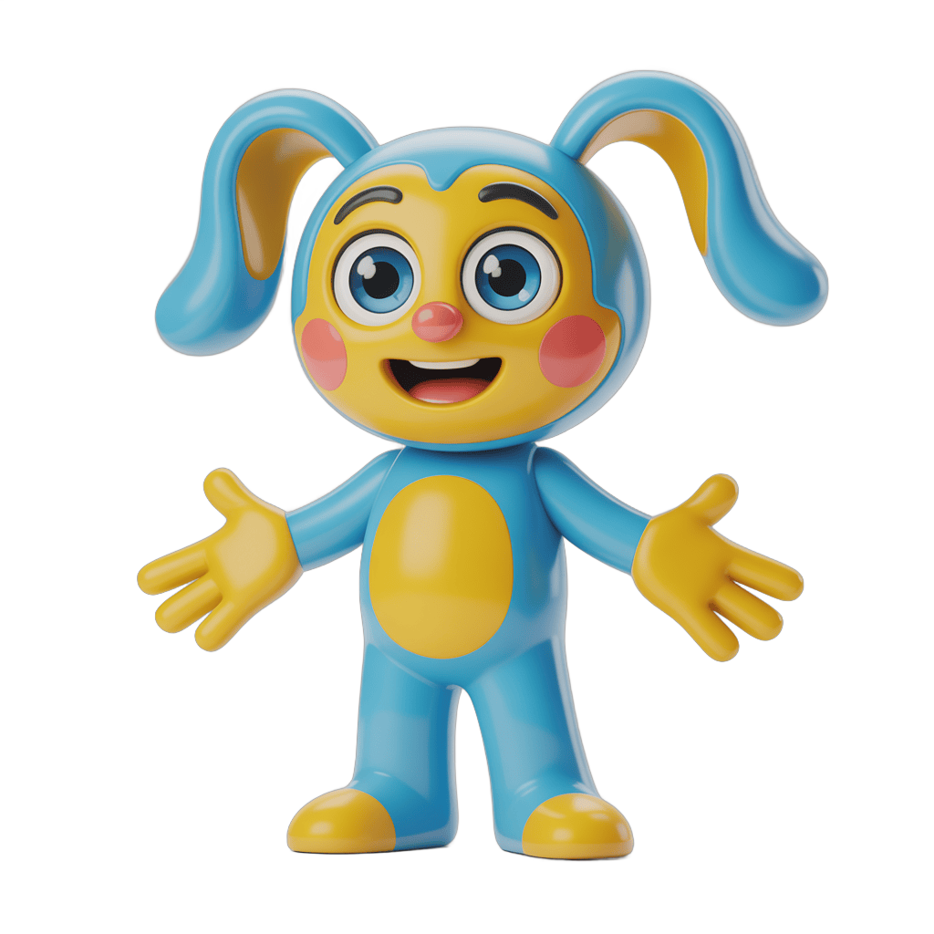 Happy cartoon bunny character with arms outstretched for cheerful designs PNG - transparent background