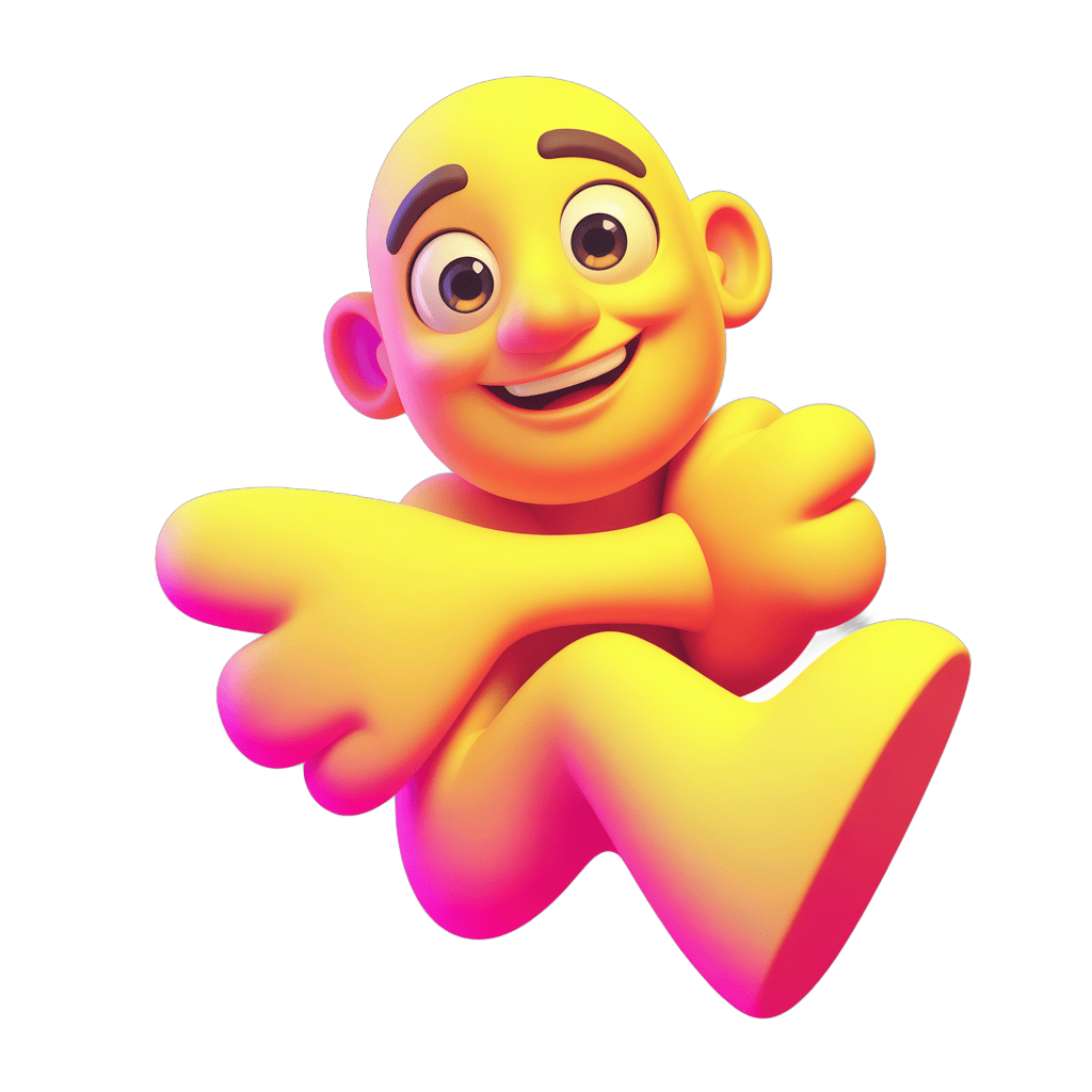 Happy cartoon character running with arms outstretched cheerful isolated clipart PNG - transparent background