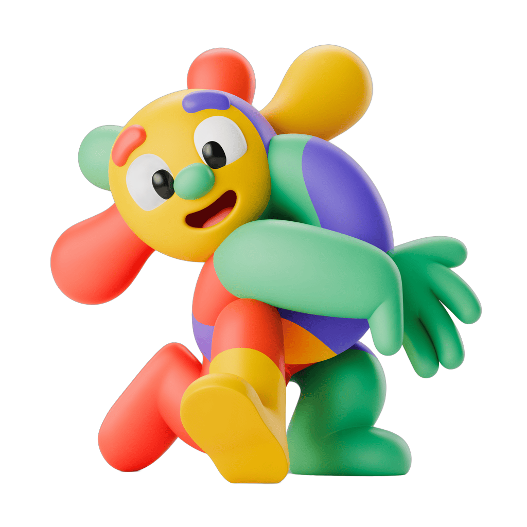 Happy cartoon character running with colorful arms and legs for cheerful designs PNG - transparent background