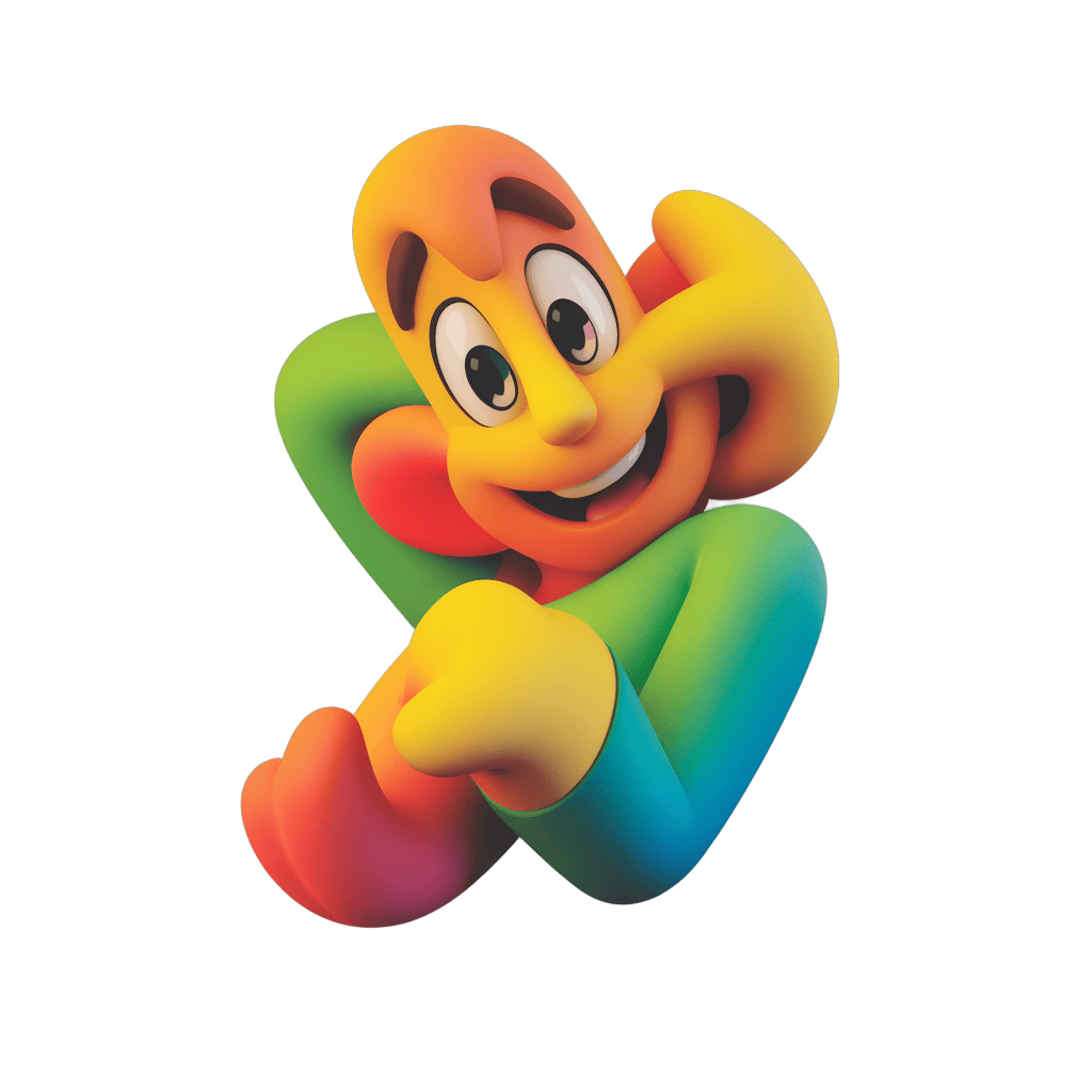 Happy cartoon character sitting cheerfully isolated transparent background PNG - transparent background