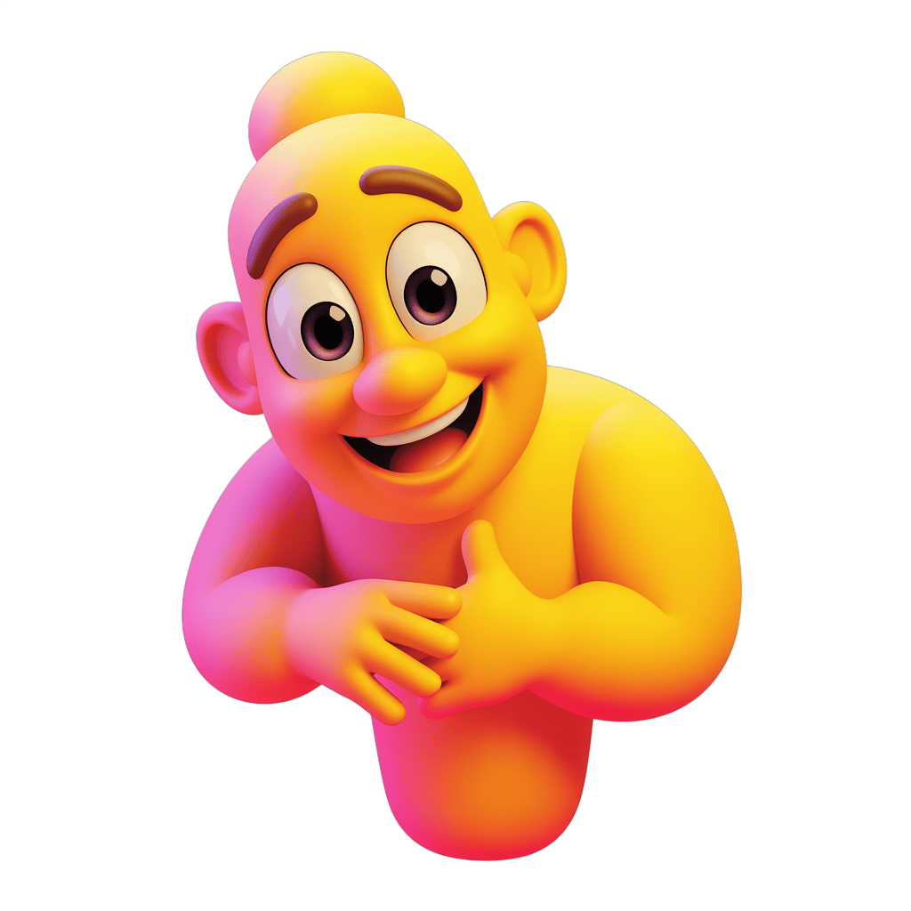 Happy cartoon character with thumbs up isolated transparent background clipart PNG - transparent background