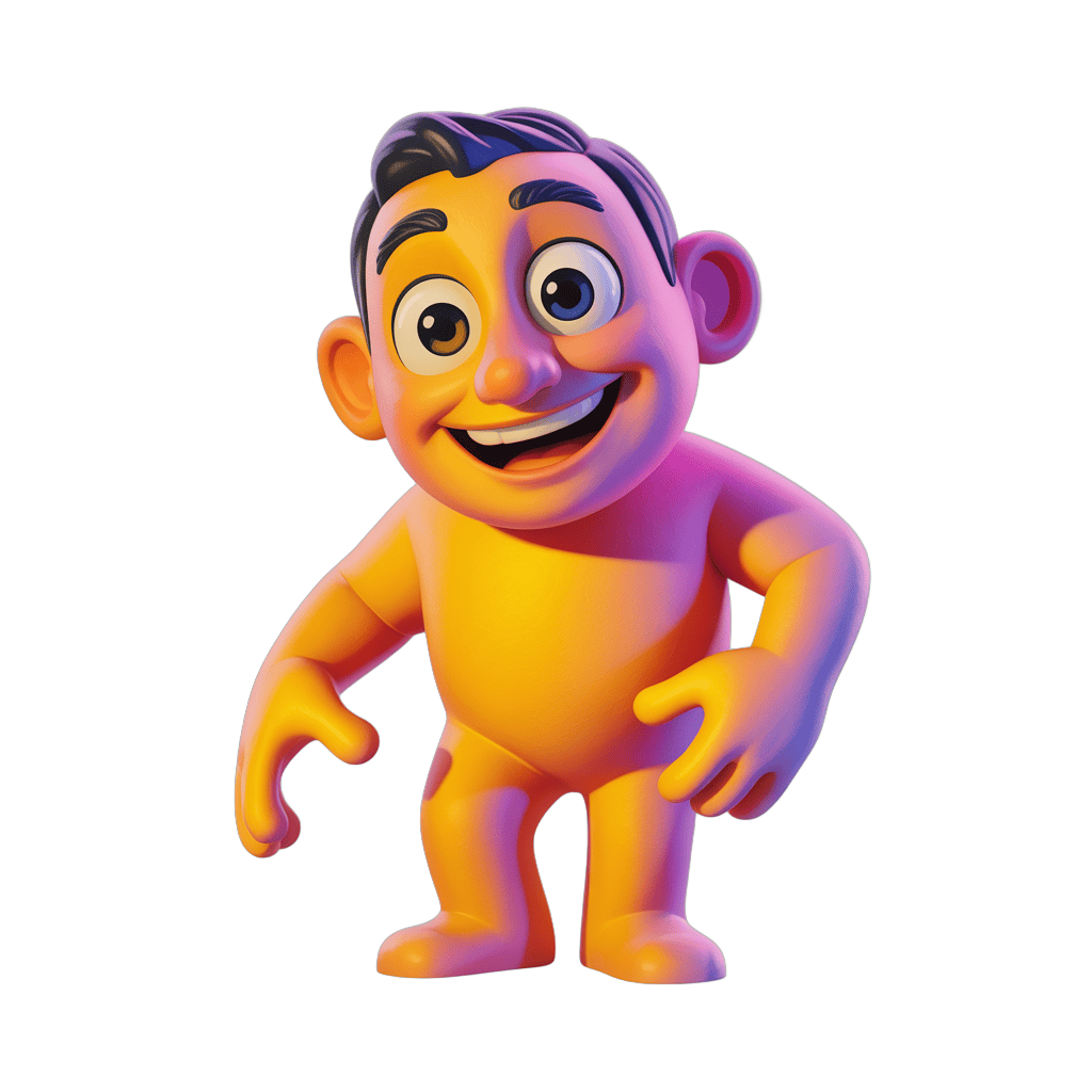 Happy cartoon man character 3d illustration for cheerful presentations and branding PNG - transparent background