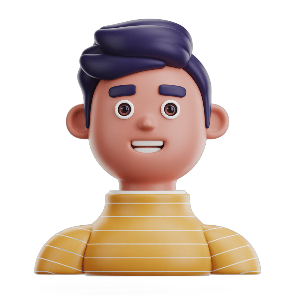 Happy cartoon man with striped shirt isolated clipart for presentations and digital designs PNG - transparent background