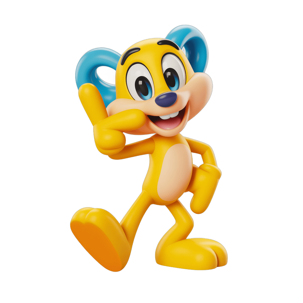 Happy cartoon monkey character running with headphones for animated projects PNG - transparent background