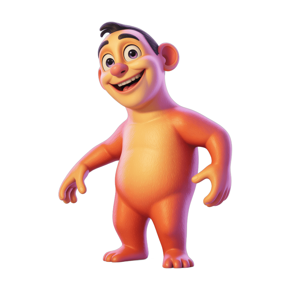 Happy cartoon monkey character standing isolated transparent background clipart PNG - transparent background