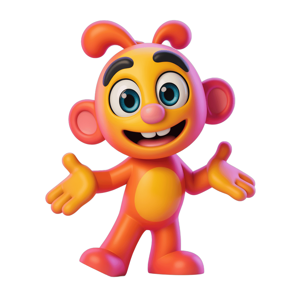 Happy cartoon monkey character waving arms for cheerful illustrations and animations PNG - transparent background