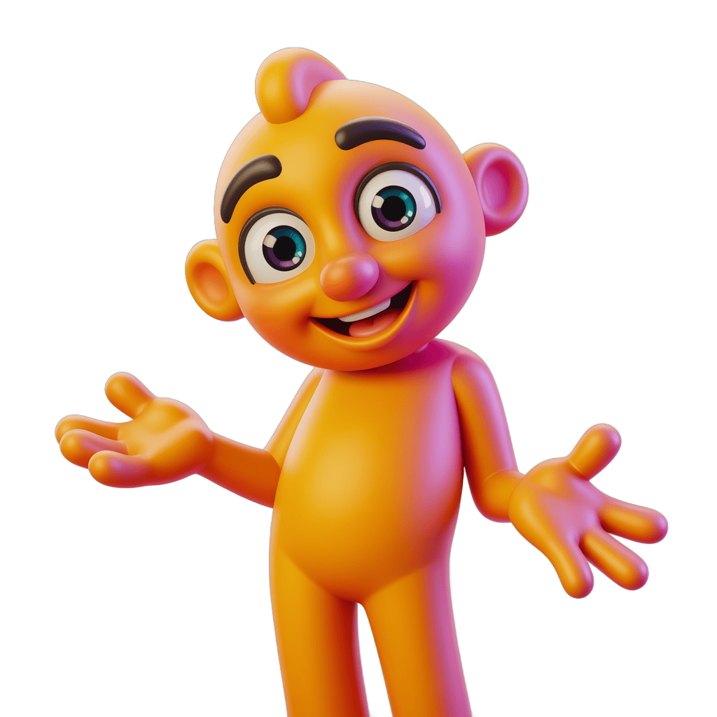 Happy cartoon monkey character waving arms isolated transparent background PNG - transparent background