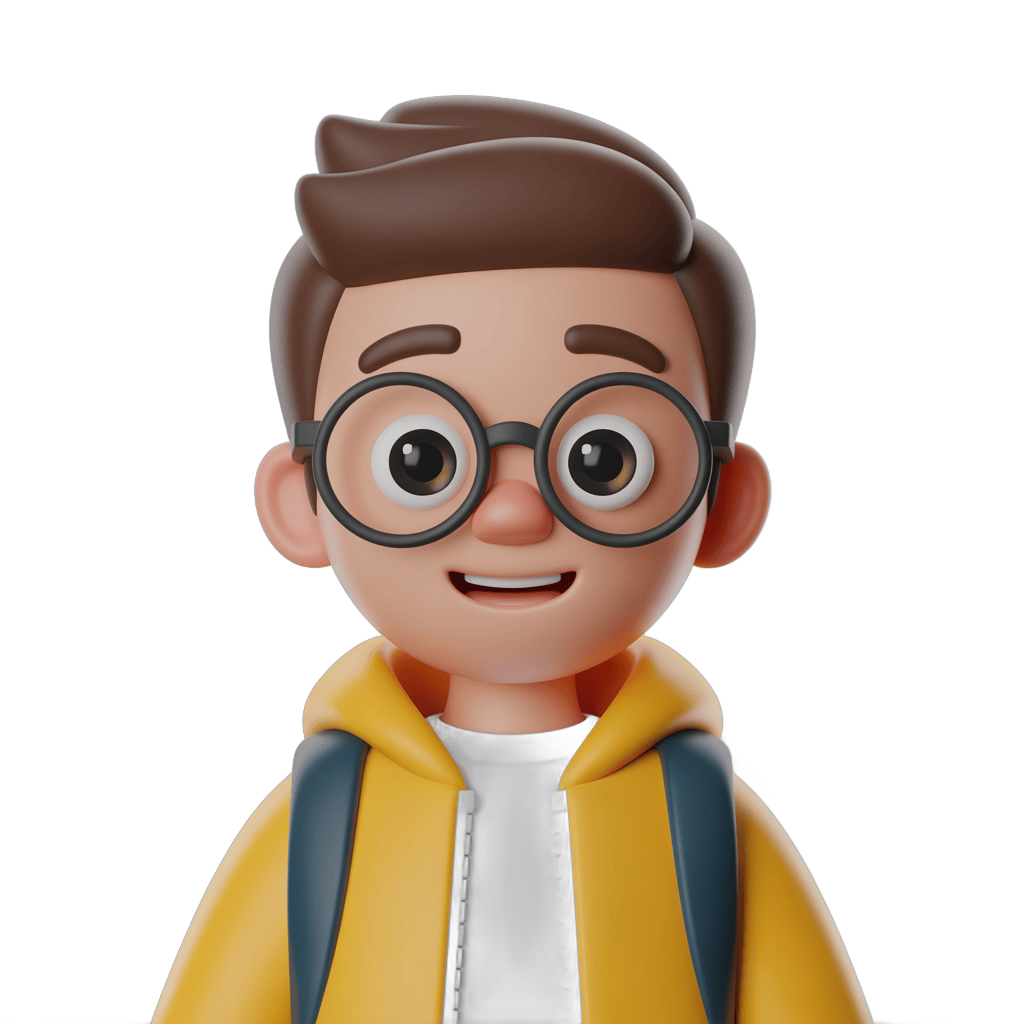 Happy cartoon schoolboy with glasses and backpack for educational and back to school graphics PNG - transparent background
