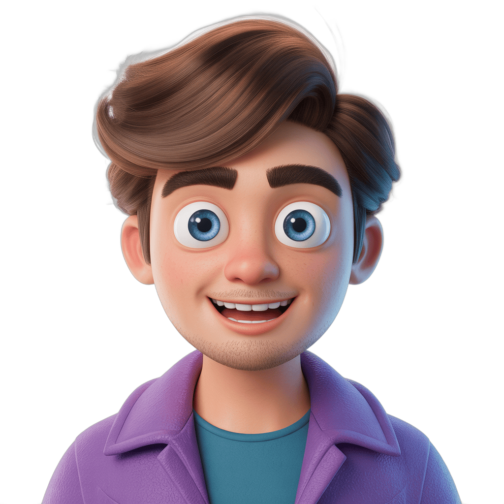 Happy cartoon scientist character with lab coat for educational and tech presentations PNG - transparent background