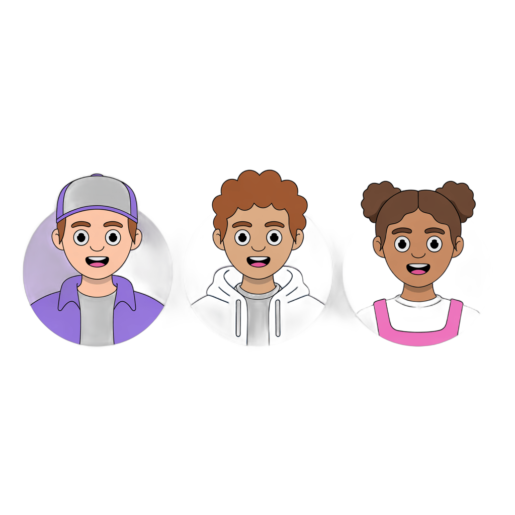 Happy children avatars clipart for educational apps and kids website illustrations PNG - transparent background