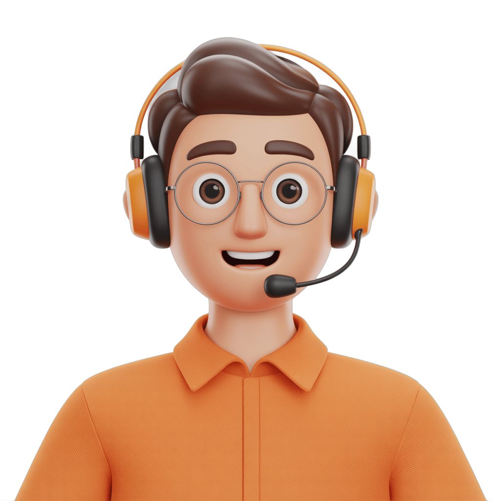 Happy customer service representative with headset and microphone for business support illustration PNG - transparent background