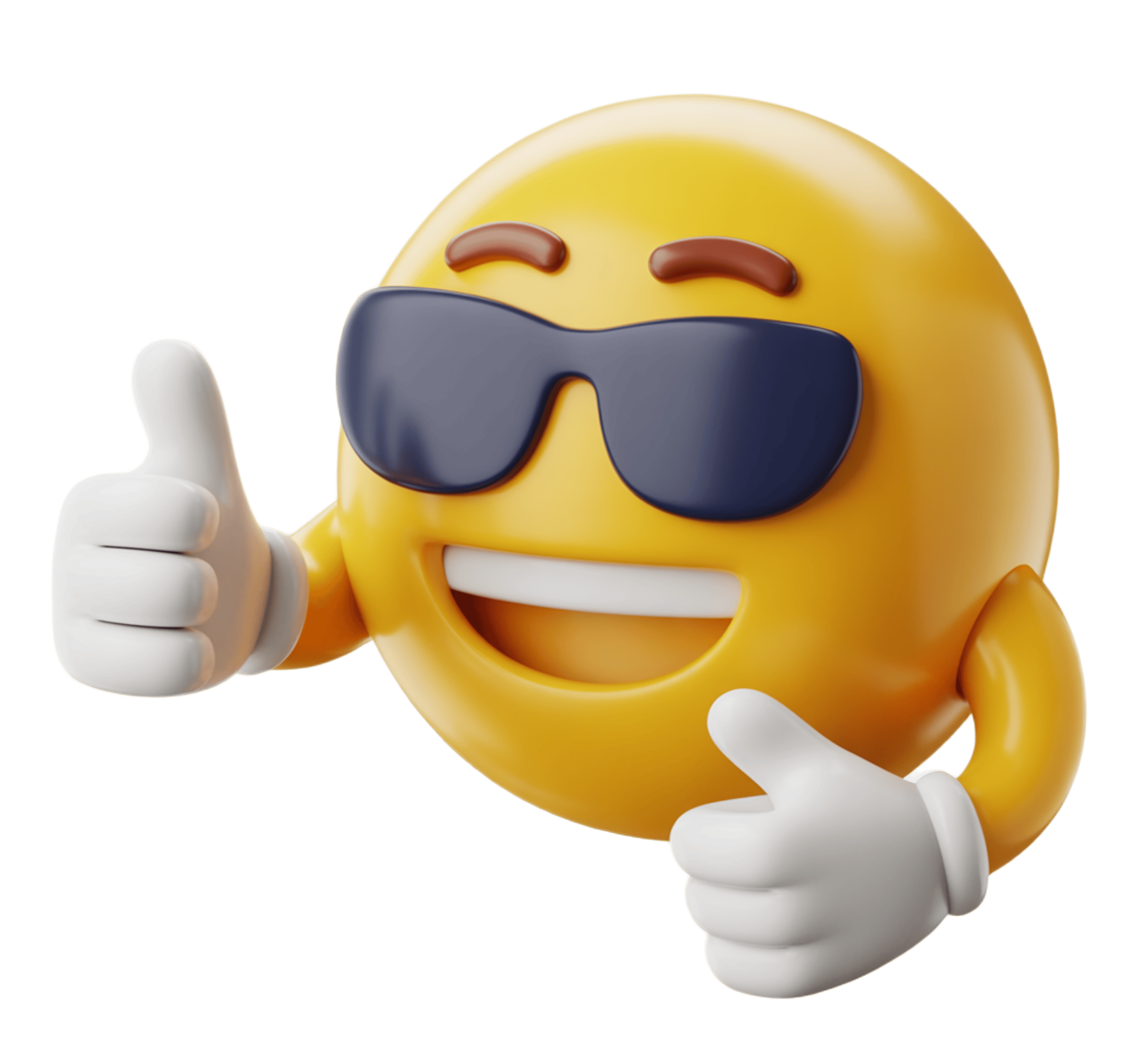 Happy emoji with sunglasses giving thumbs up isolated transparent background clipart PNG - transparent background
