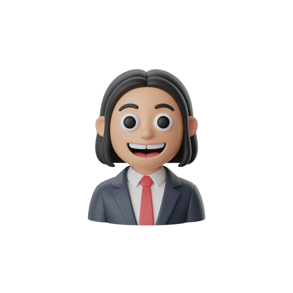 Happy professional cartoon character in business suit and red tie for presentations and corporate graphics PNG - transparent background