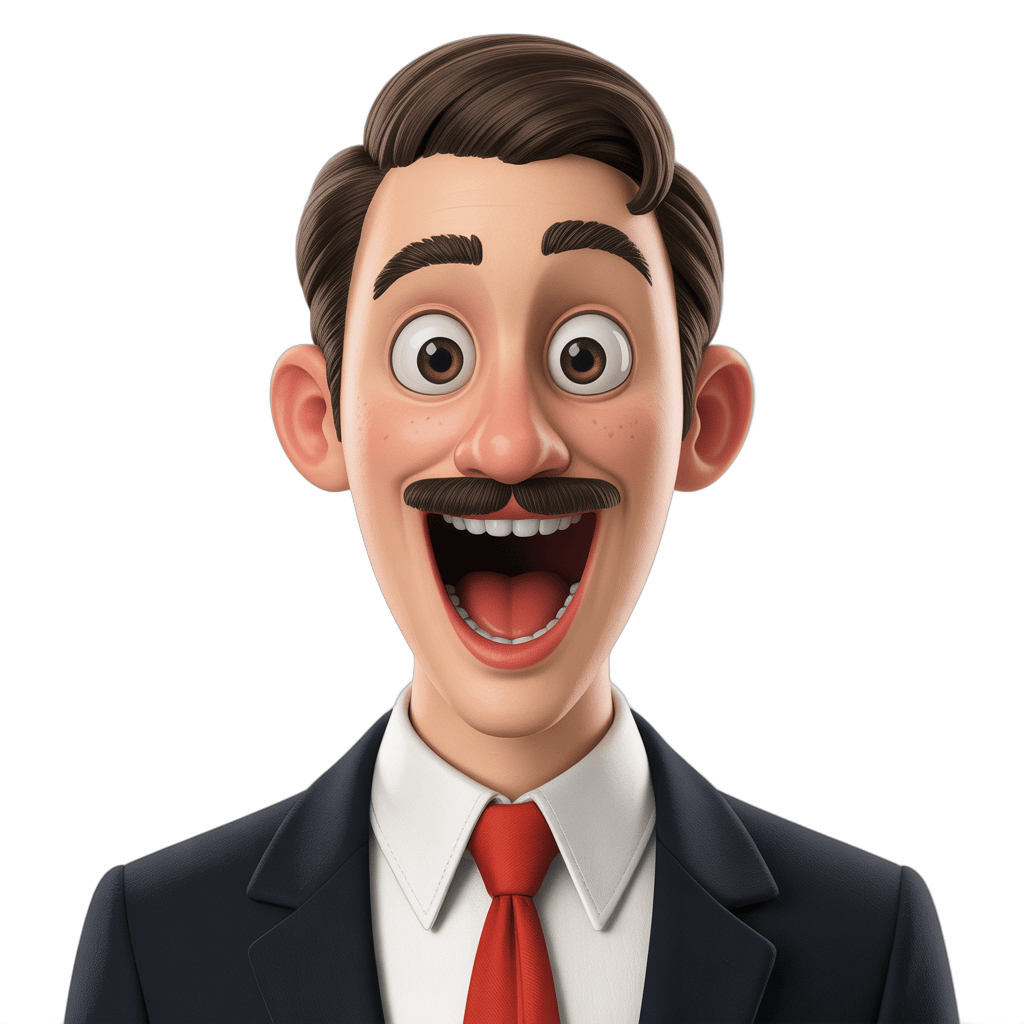 Happy surprised business man in suit and red tie shouting with transparent background PNG - transparent background