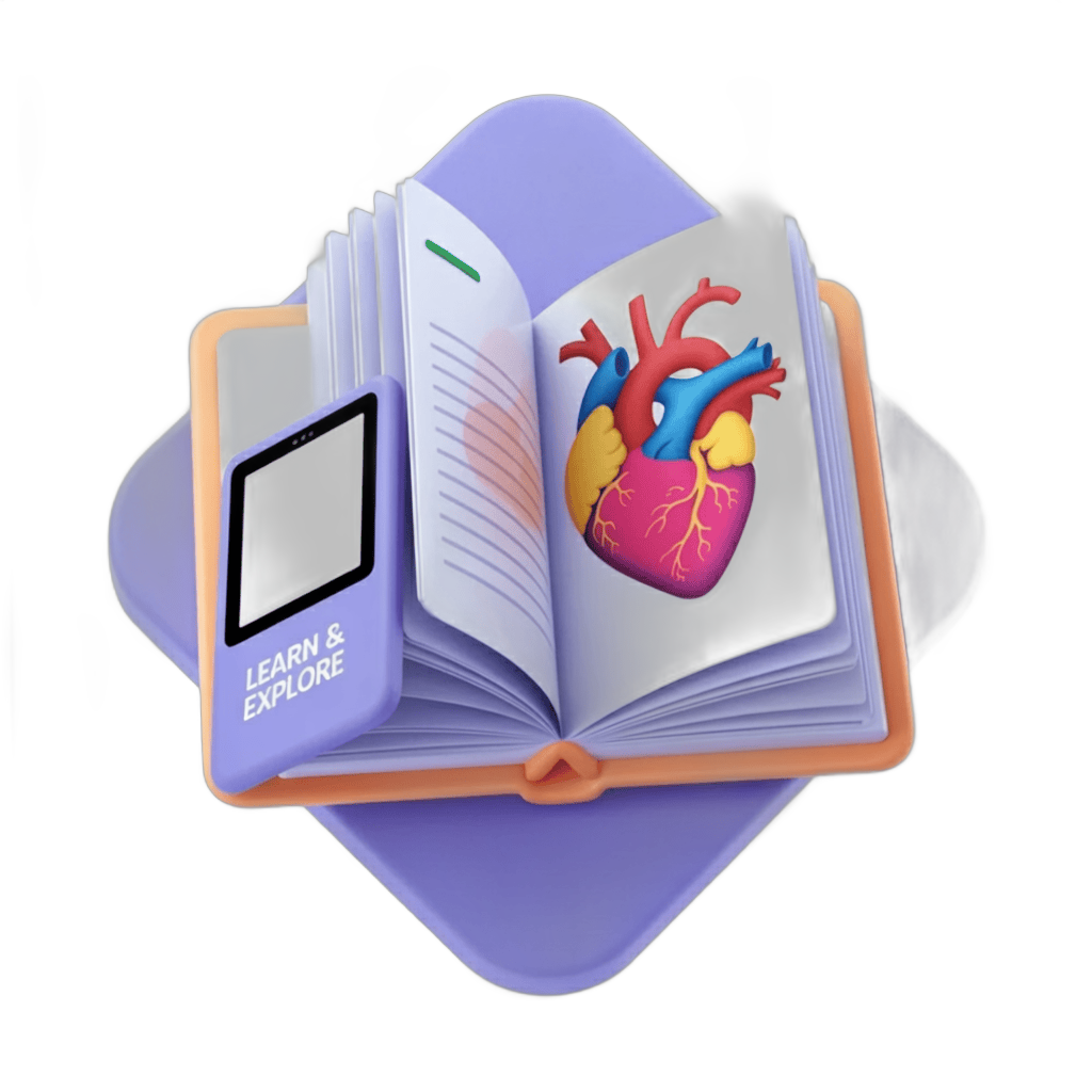 Illustrated book showing human heart anatomy for educational learning materials PNG - transparent background