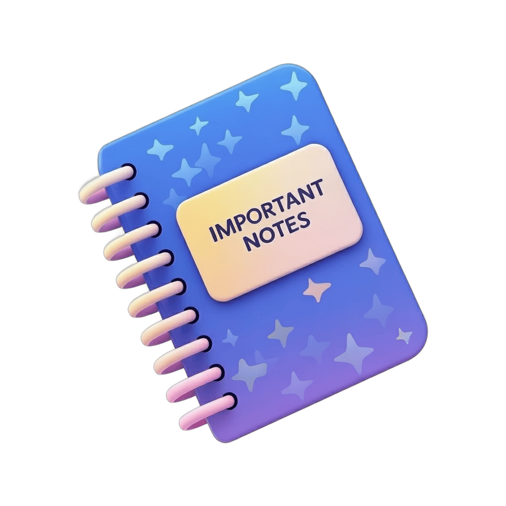 Important notes spiral bound notebook with starry pattern for education and office use PNG - transparent background
