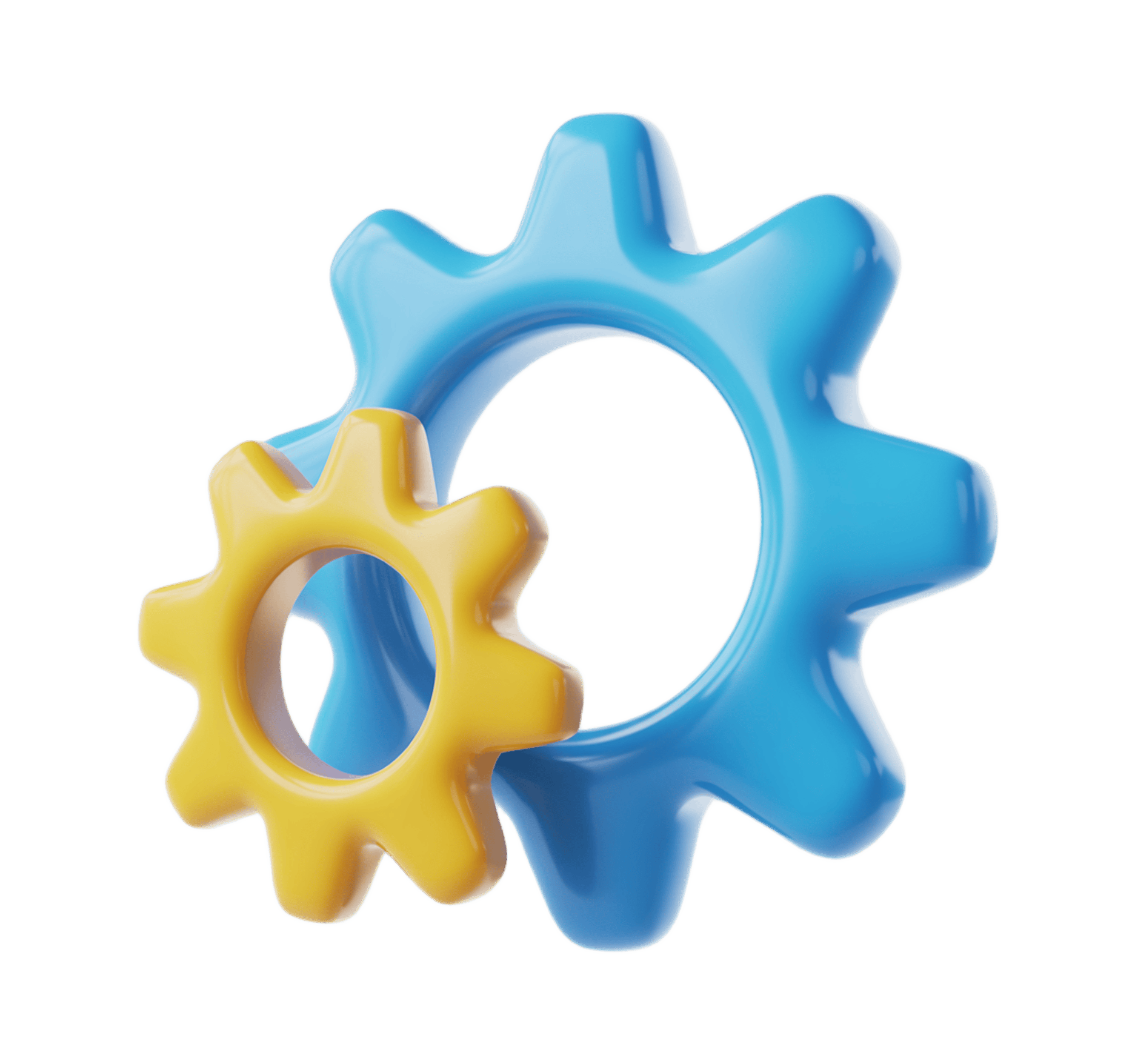 Interlocking colorful gears graphic element for business presentations and marketing materials PNG - transparent background