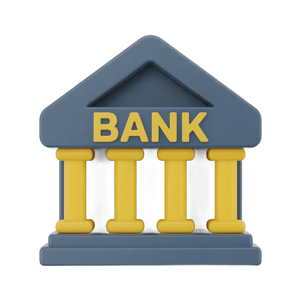 Isolated 3d bank building clipart graphic with pillars for financial business presentations and websites PNG - transparent background