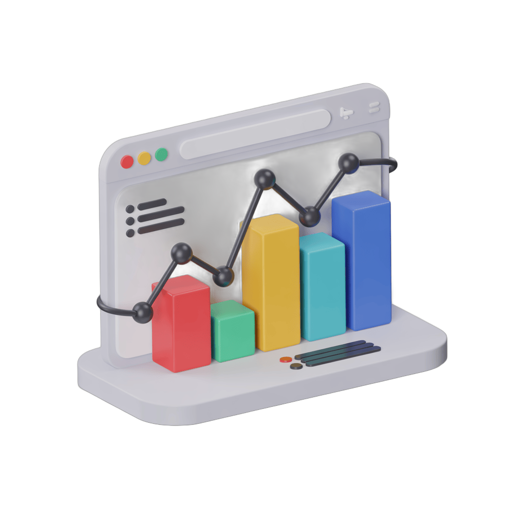 Isolated 3d bar and line chart graphic element for business analytics and growth reports PNG - transparent background