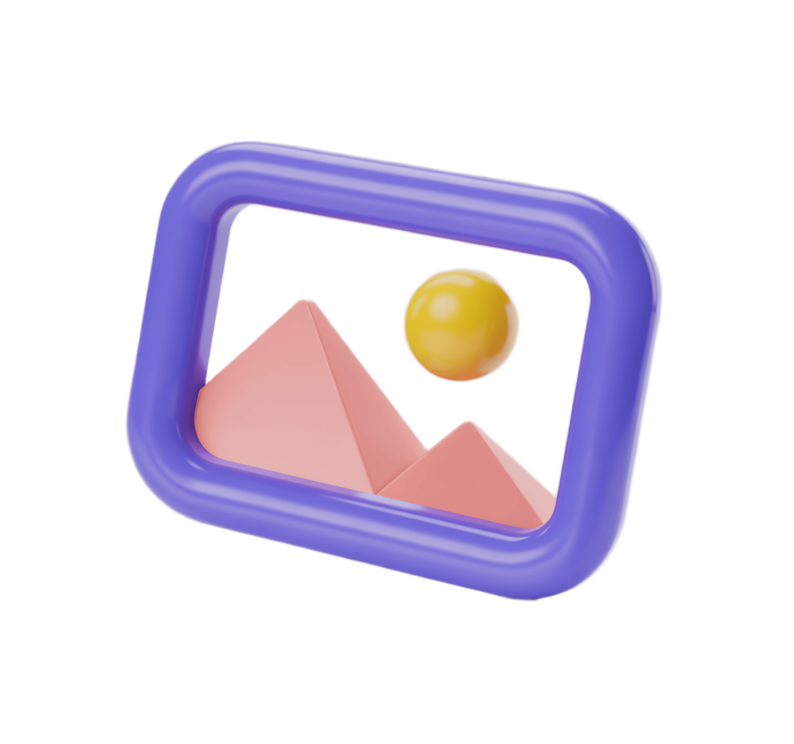 Isolated 3d camera icon with yellow ball inside frame for app design and mobile interface PNG - transparent background